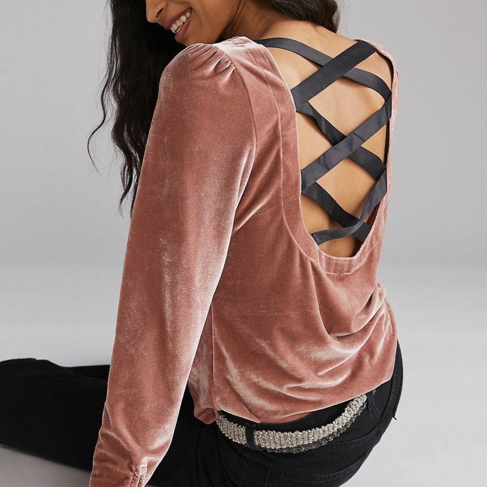 Anthropologie Open-Back Velvet Top